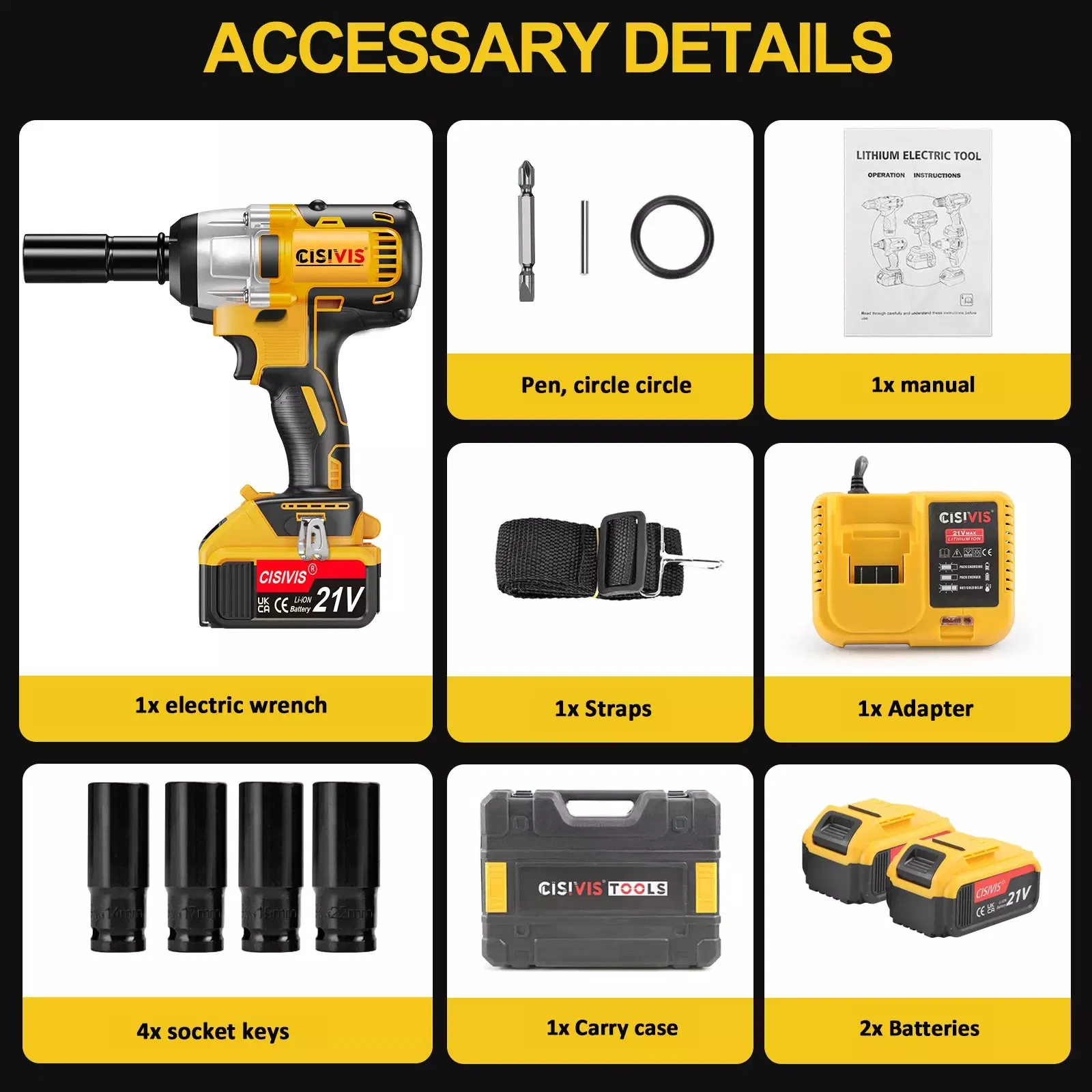 High-Torque 21V Custom Impact Wrench - Lightweight Cordless Tool
