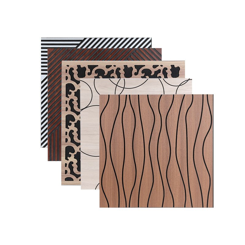 MDF Wood Slat Acoustic Panels with Carved Patterns for Wall Decoration