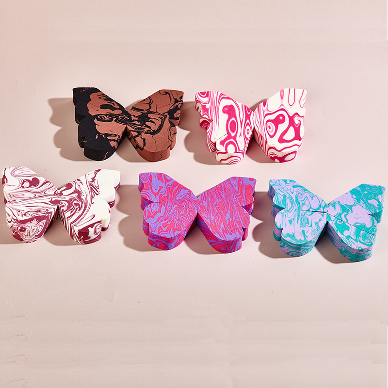 Wholesale Non Latex Gradient Butterfly Powder Puff