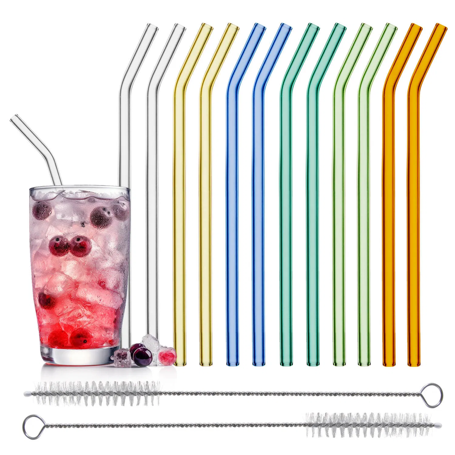 Eco Friendly Reusable High Borosilicate Straw Glass Drinking Straw Clear Glass Straws