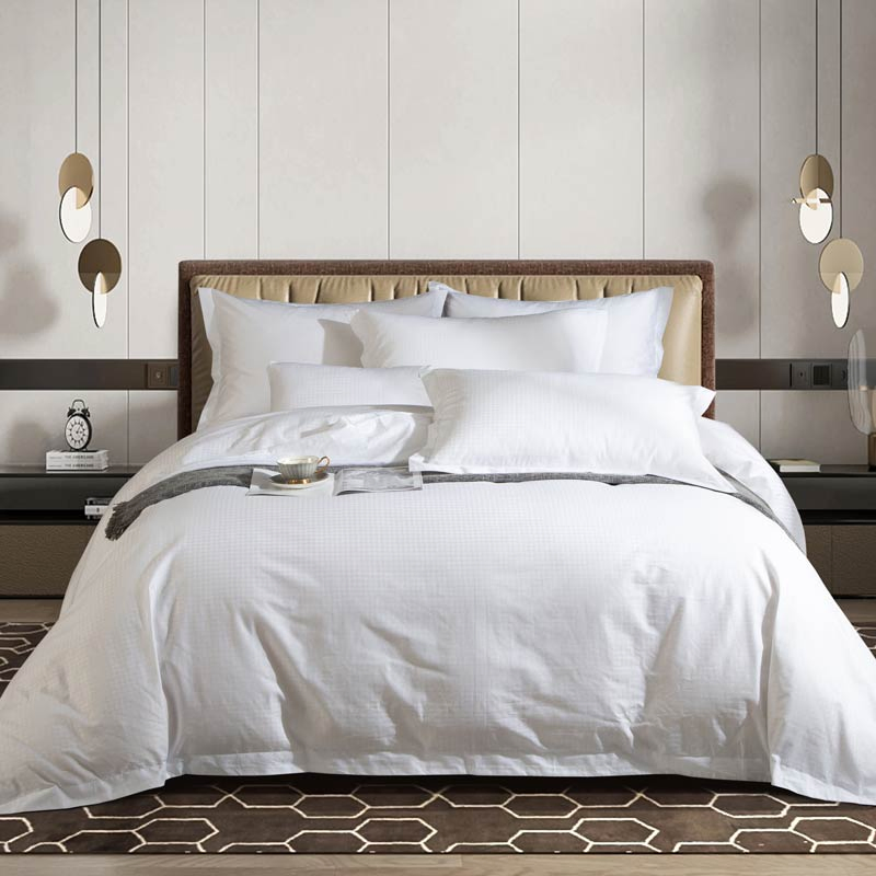 Luxurious 7 Stars Hotel Level Bedding Sets White Color 100% Cotton Sateen