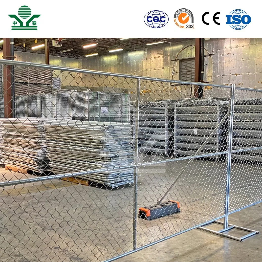 Zhongtai Commercial Temporary Fencing Hot Dipped Galvanized Finish Chain Link Temporary 6FT Fence China Factory 4 FT Temporary Fencing