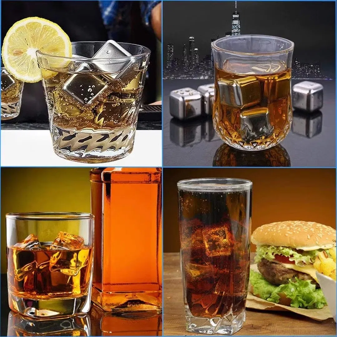 Artificial Ice Cubes for Drinks Whisky Rocks Metal Ice Cubes Chilling Stones Stainless Steel Silver Sustainable