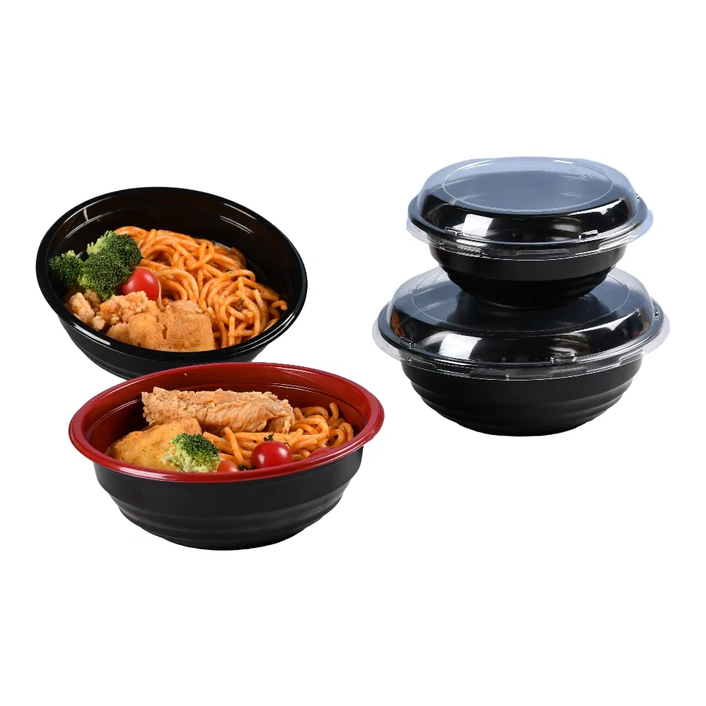 Manluen Wholesale Disposable Noodle Salad Soup Rice Fruit Round Packaging Container Plastic Takeaway Microwava Bowl