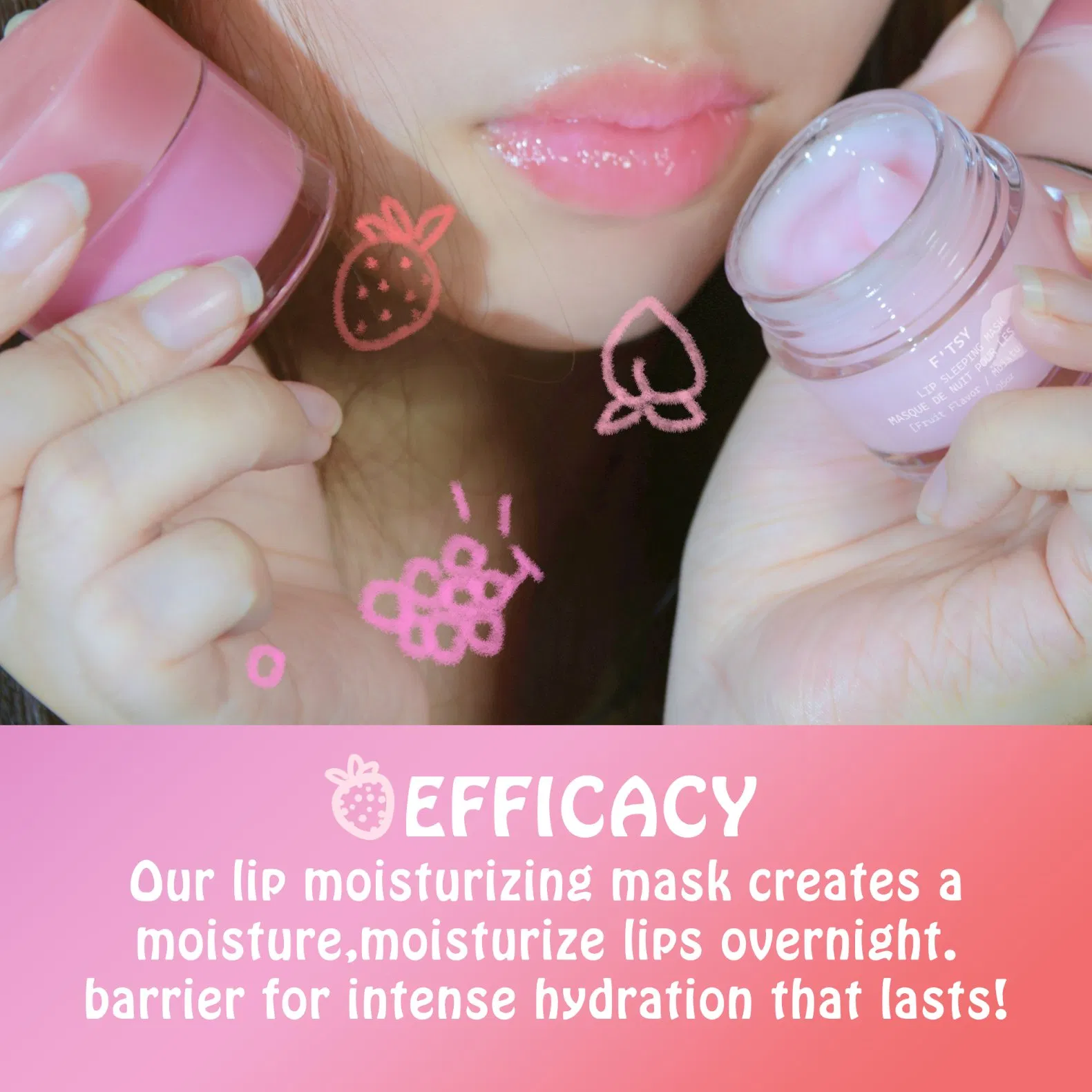 Custom Your Logo Moisturize Nourish Fruit Flavor Lip Gloss Mask for Lip Skincare