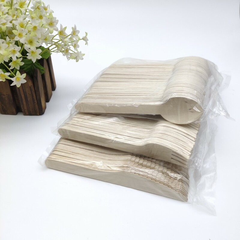 Eco-Friendly Wooden Cutlery Set Knife Fork Spoon with Kraft Pack