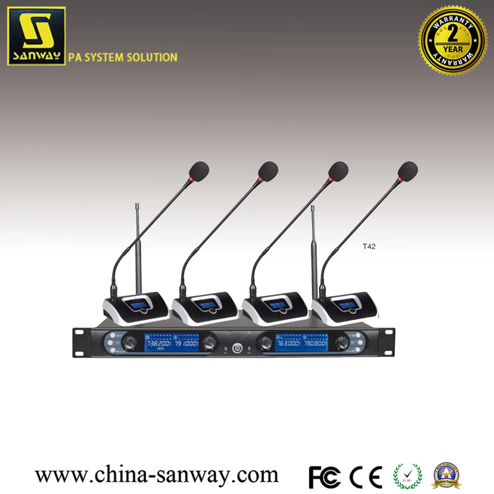 8845b 4 Channel Professional Wireless Microphone System