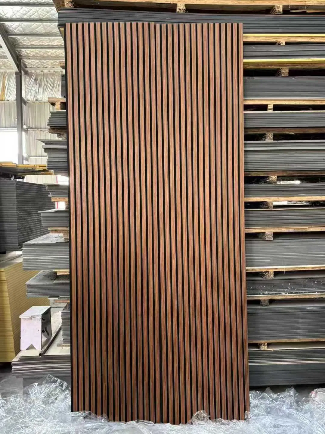 Night Club Interior Wall Design Sound Absorbing Polyester Pet Slatted Wood