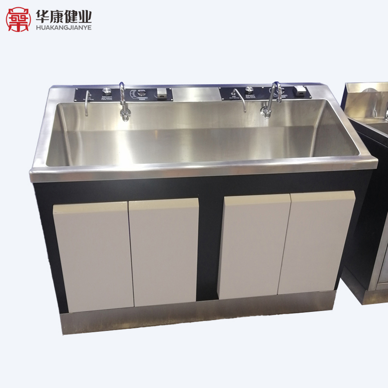 High Quality 304 Stainless Steel Knee Control Panel Scrub Hospital Sink with Mirror