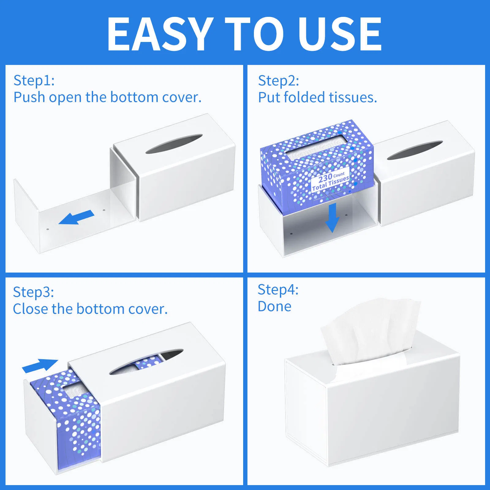 Home Decoration Black Plastic Paper Towel Box Acrylic Facial Tissue