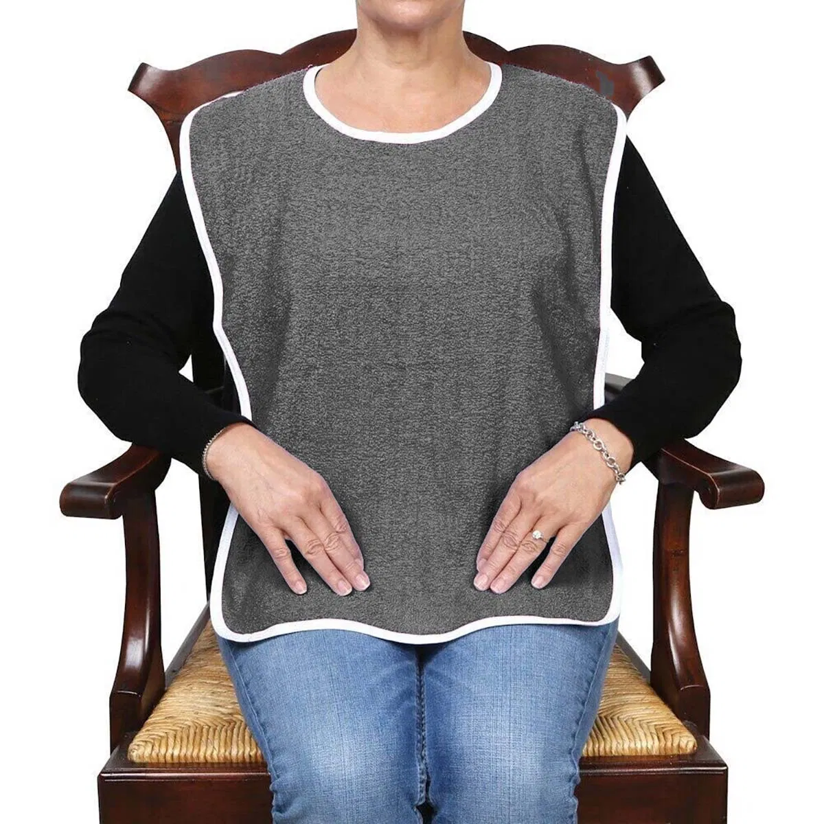 Adult Bib, Elderly Rehabilitation, Microfiber, Non-Waterproof, Thickened, Washable Magic Bib