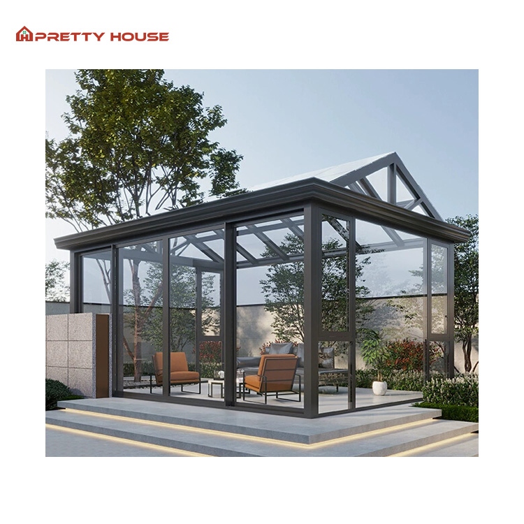 Customized Winter Greenhouse Energy Saving Aluminum Sunroom Glass House