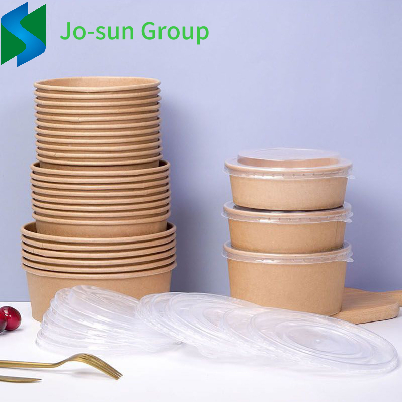 Jo-Sun Recyclable Kraft Paper Salad Bowls Biodegradable Salad Packaging Bowl