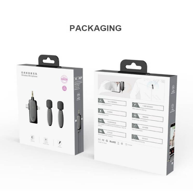 Mini Dual Wireless Microphone Clip-on Lapel Mic for Camera Computer Accessories