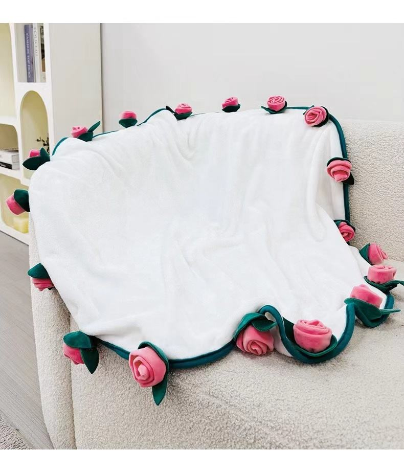 Super Soft Rose Bouquet Blanket with Sunflower Home Decor Stress Relief Nap Plush Blanket