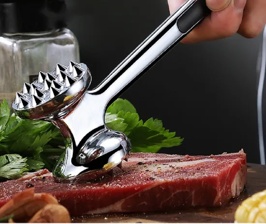 Shiny-Metal Meat Pounder Crushing Flattening Tool Kitchen Hammer Dual Sided Handle Kw001_18