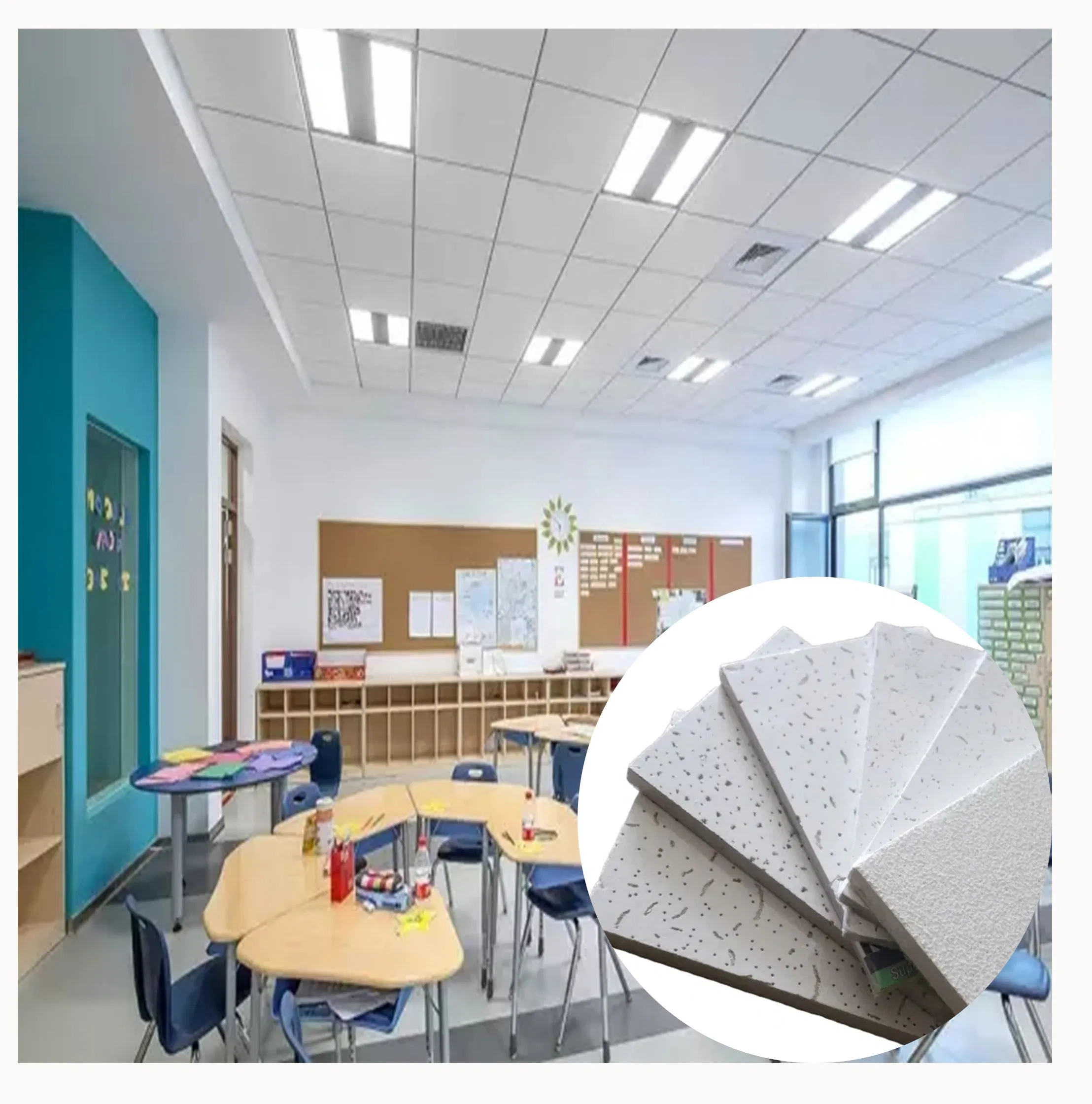 Easy Decorative Panel Acoustic Panel Building Material Ceiling Panel Top Quality Construction Cladding Mineral Fiber Ceiling Panel