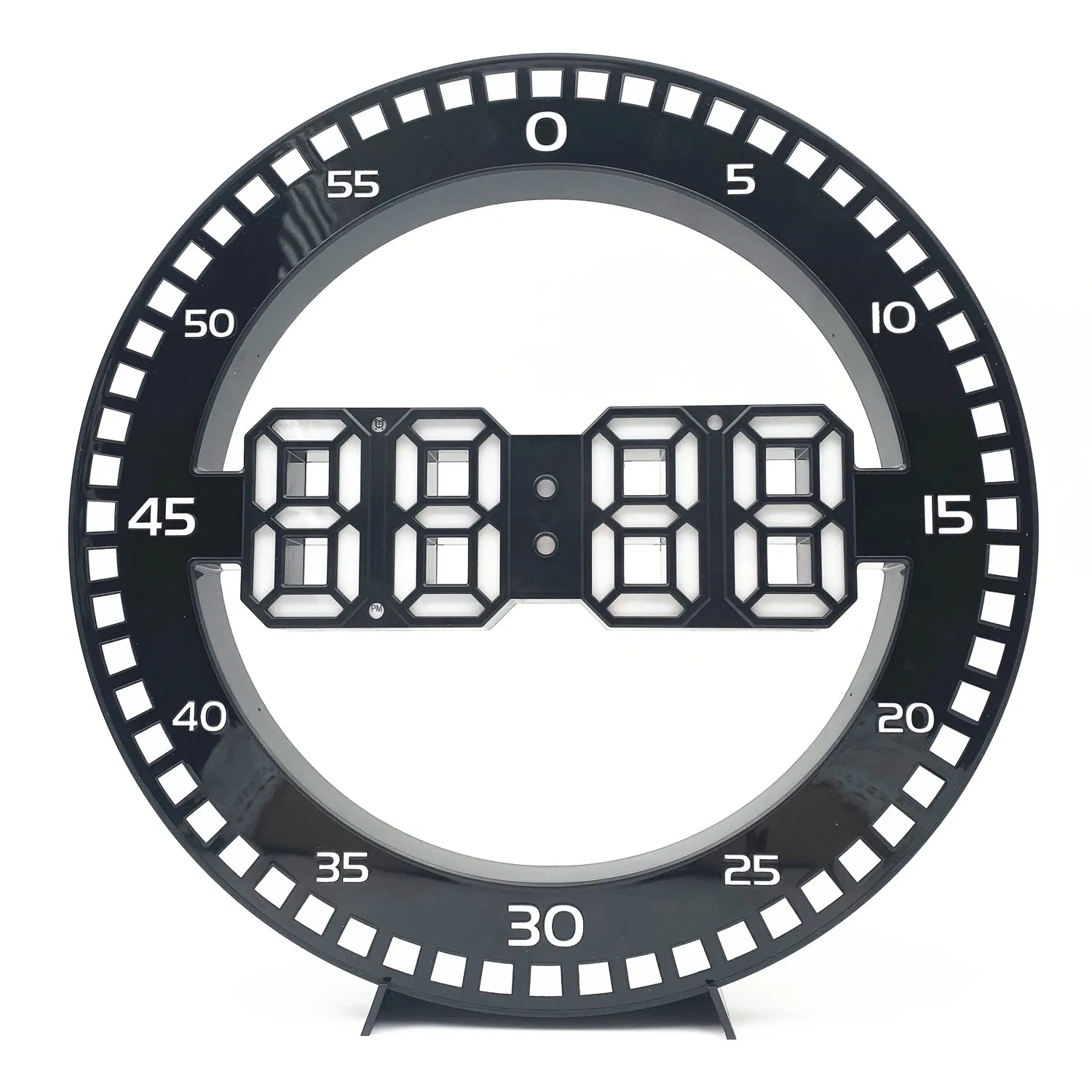 Black Digital LED Wall Clock with Date and Temperature Display