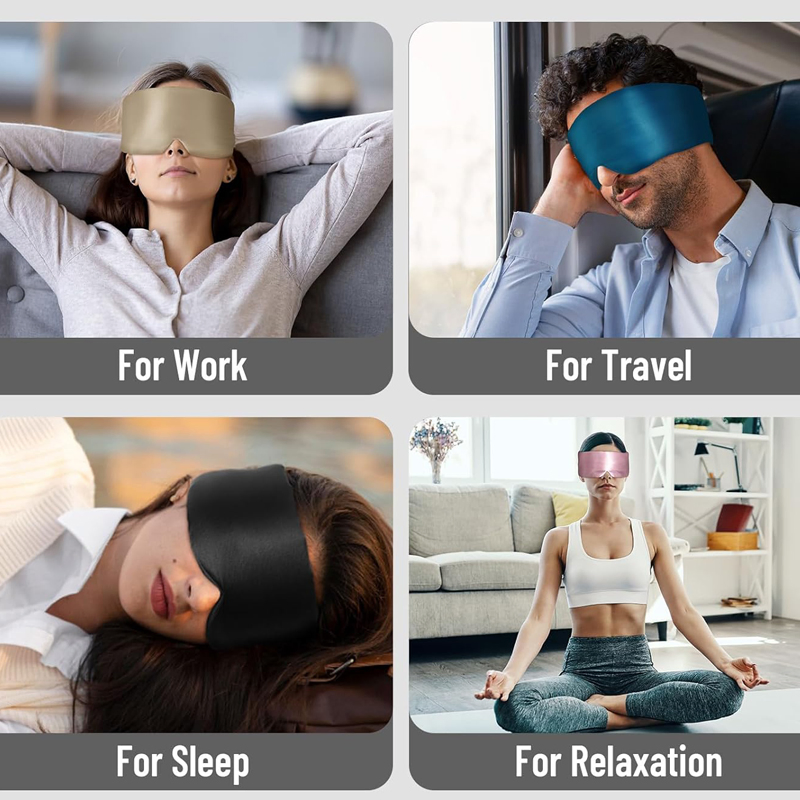 Silk Sleep Eye Mask Sleeping 100% Pure Mulberry Silk Face-Hugging Padded Eye Cover with Adjustable Band
