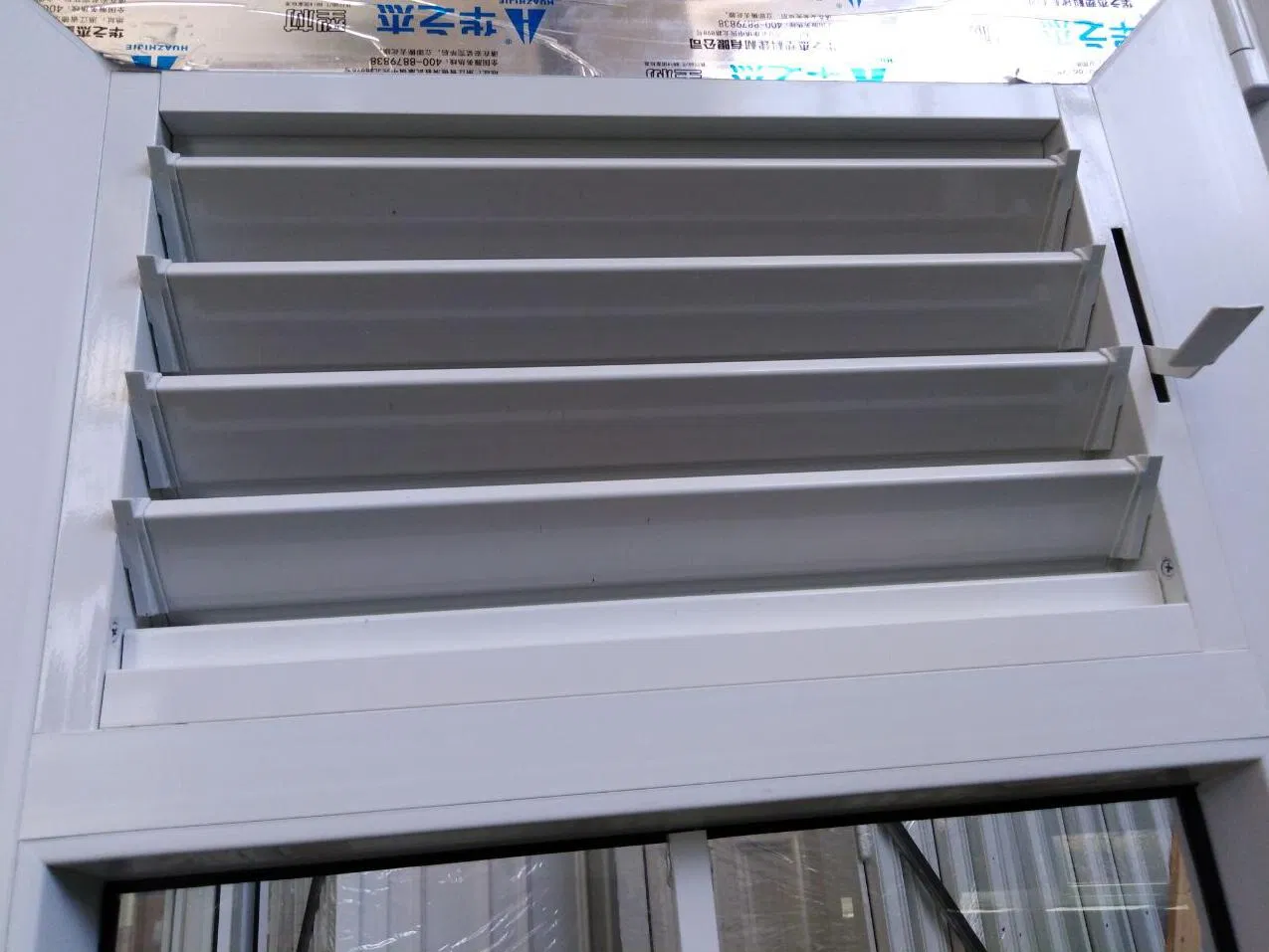 Factory Customized Caribbeans Waterproof UPVC Vinyl Casement Glass Door with Adjustable Ventilation Louver Decorative Grill