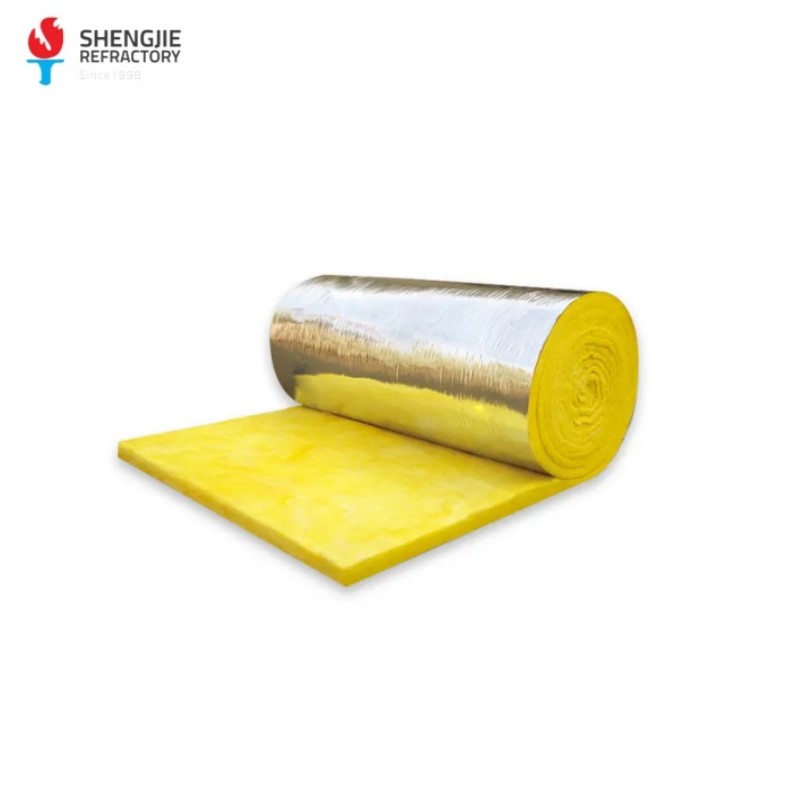 Fiberglass Insulation Blanket Black Glasswool Roll Fiber Glass Wool Sound-Proof Insulation