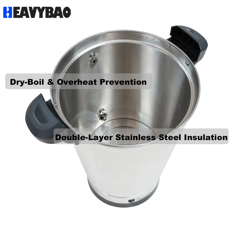 Heavybao CE Electrical Stainless Steel Double Layer Commercial Restaurant Hot Water Dispenser Boiler Urn Kettle Catering Equipment