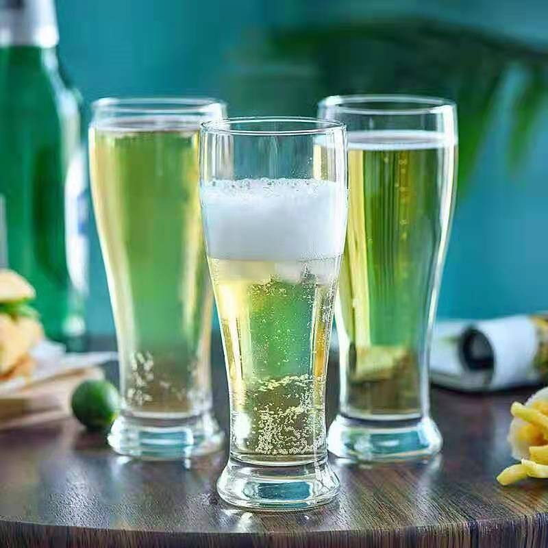 New Arrival Thin Tall Eco-Friendly Beer Mug Customized Clear Glass Vasos Modern Print 3-in-1 Transparent Frosted Wine Goblet for