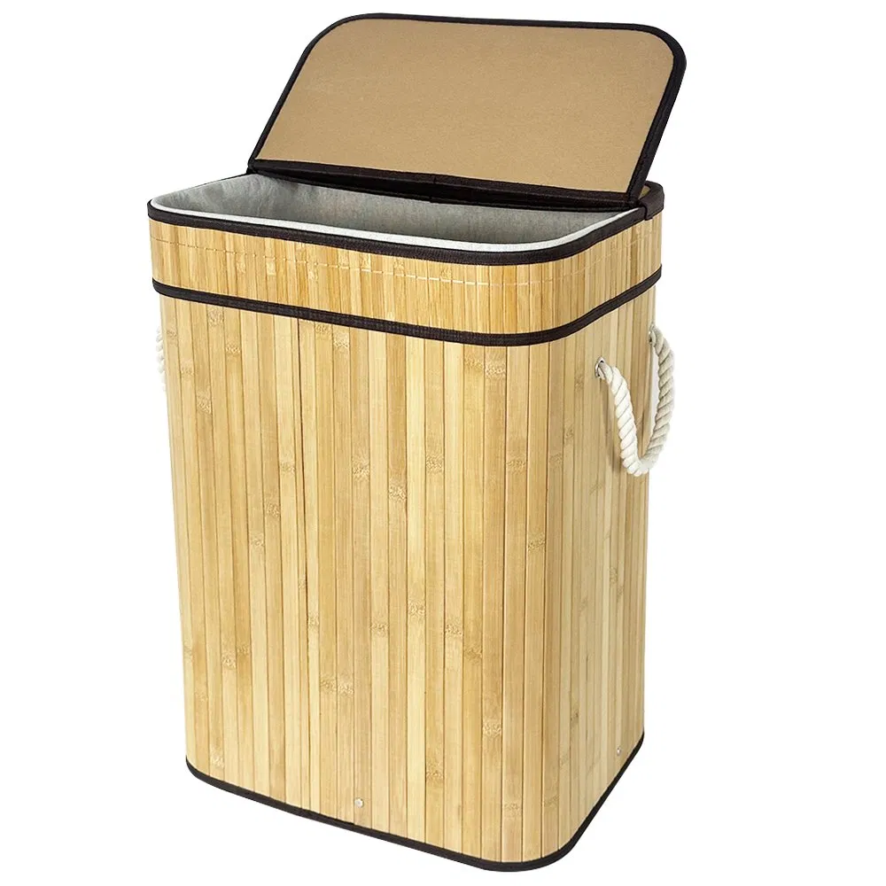 Natural Bamboo Laundry Basket for Dirty Clothes with Folding Design
