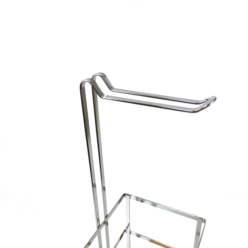 Bathroom Accessories Free Standing Bamboo Steel Tissue Roll Storage Toilet Paper Holder