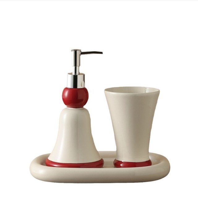 Premium Ceramic Dispenser Smooth Operation Bathroom Accessories 3PCS