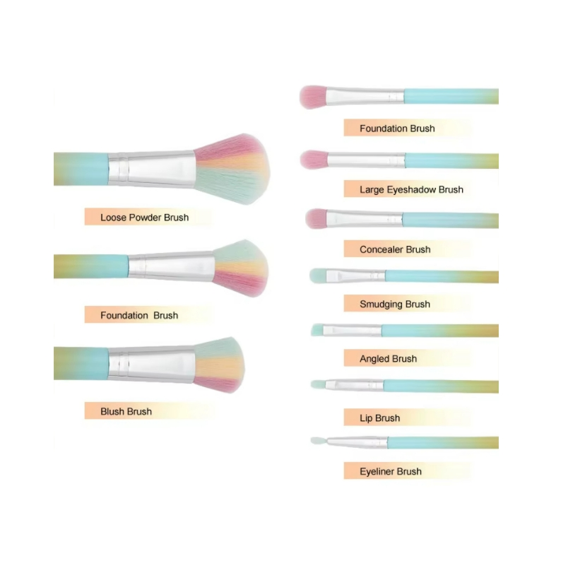 10PCS Cosmetic Tools Full Set Professional Makeup Brush Set for Women