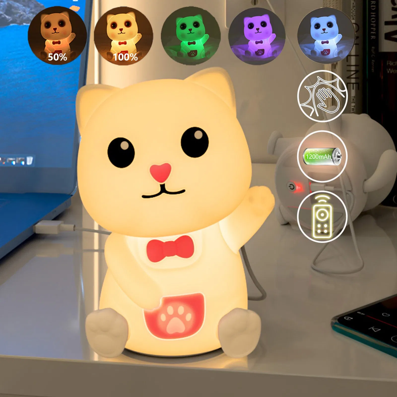 Силиконовый светильник Lucky Cat с пультом ДУ