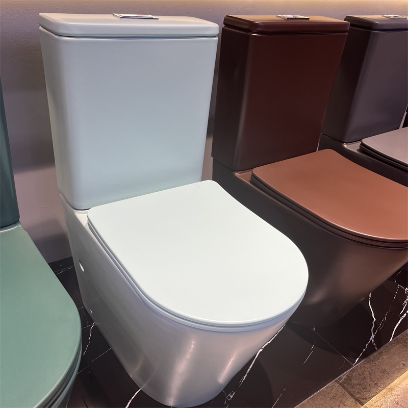 Rimless Design Two Piece Toilet Bathroom Toilet Set Glossy White Wc