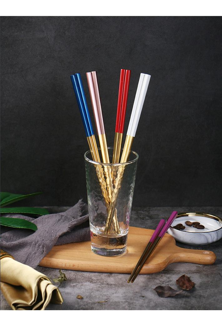 Hotel Supplies Gold Plated Tableware Stainless Steel Chopsticks
