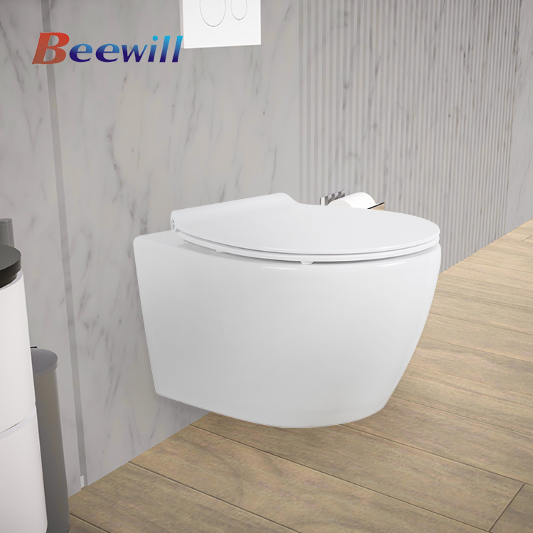 Modern Style Wall-Hung Toilet Bidet Dual-Flush Toilet with Glass Panel Flush Water Cistern