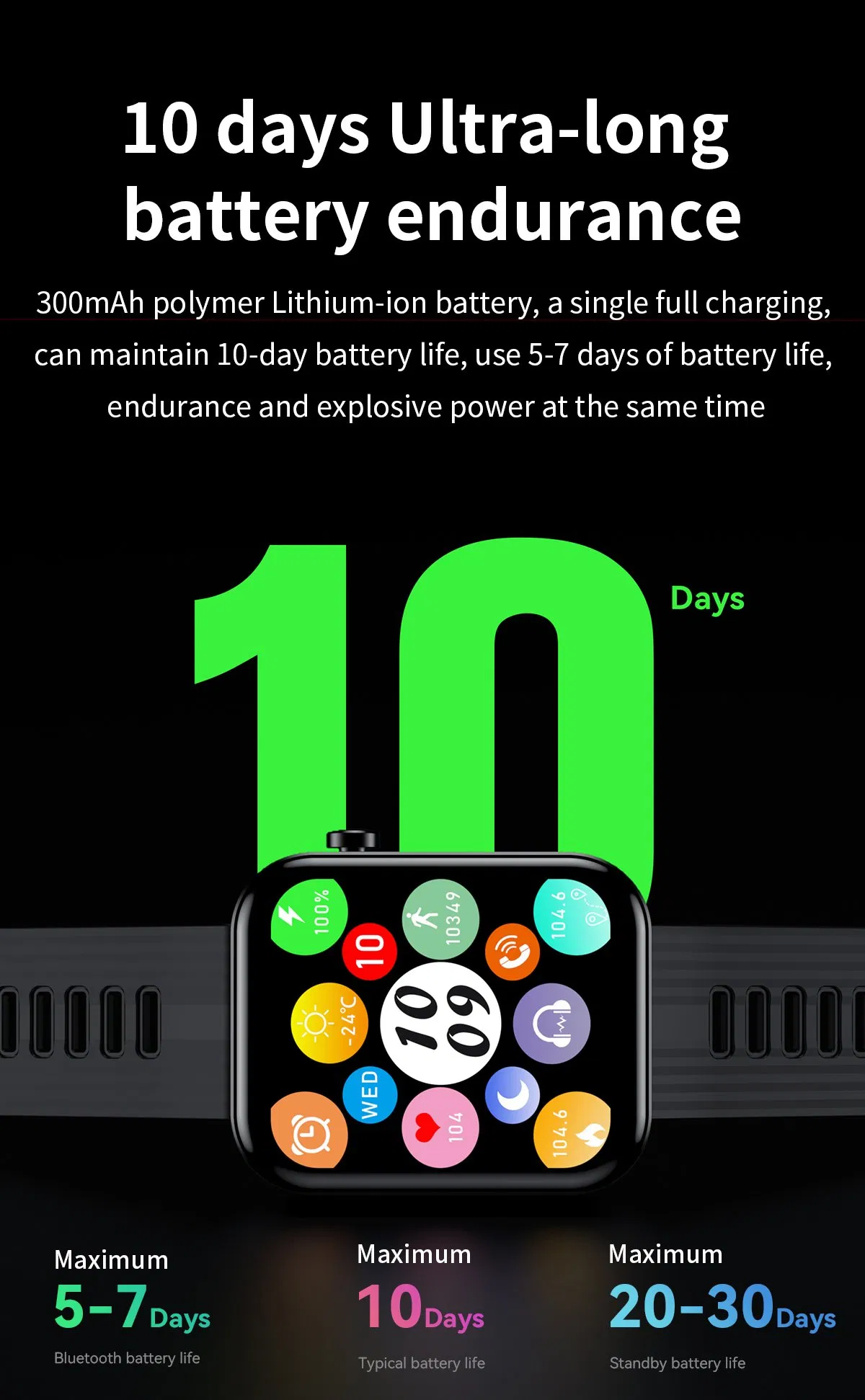 Умный браслет с пульсометром и звонками, 1.96" экран