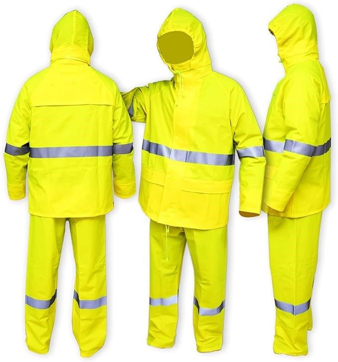 Waterproof Work Rain Jacket Trousers Raincoat PVC PU Rain Suit for Men