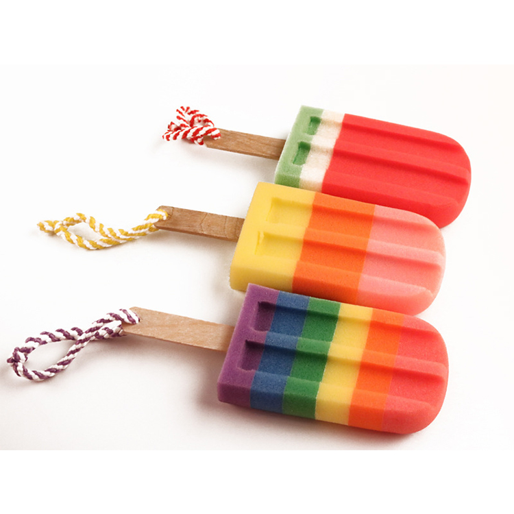Newest Popsicle Cute Shower Sponges Soft Bathing Scrub for Kids Birthday/Christmas Gift Lovely Rainbow Baby Bath Sponge