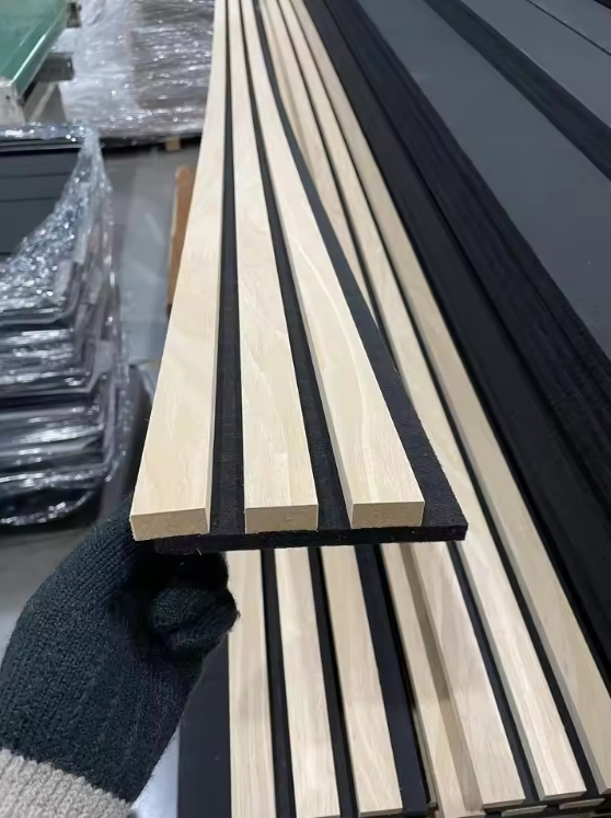 Wood Slat Acoustic Board MDF Structure + Polyester Fiber Fill, Improve Indoor Acoustics