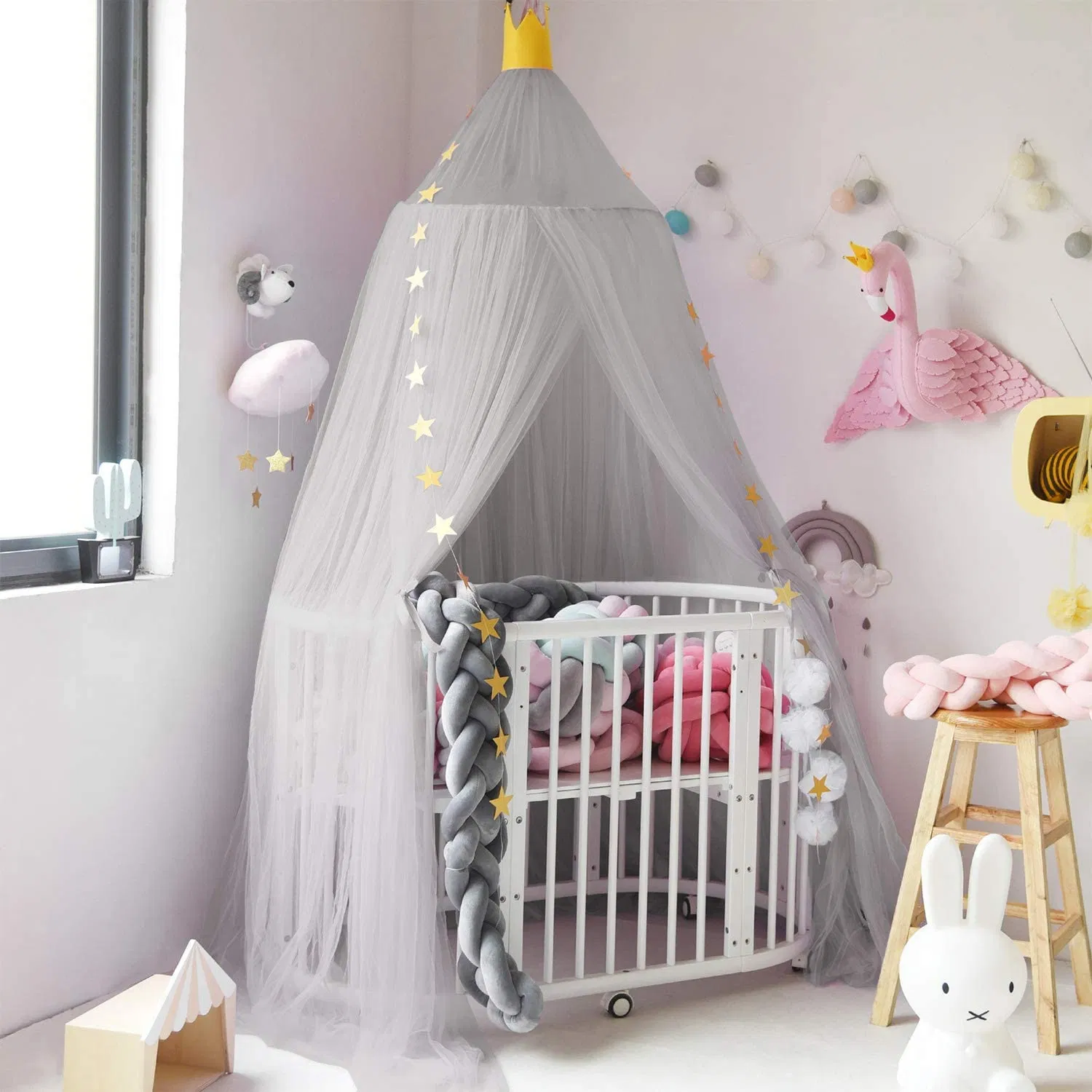 Bed Canopy for Kids Room Decor Round Lace Mosquito Net