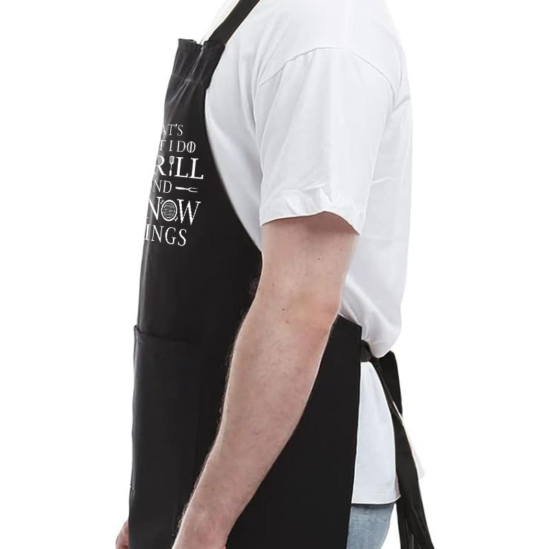 Cross-Border Bestseller Black Printed Letter Apron, Anti-Stain Work Apron for Catering, Coffee Shops and Restaurants