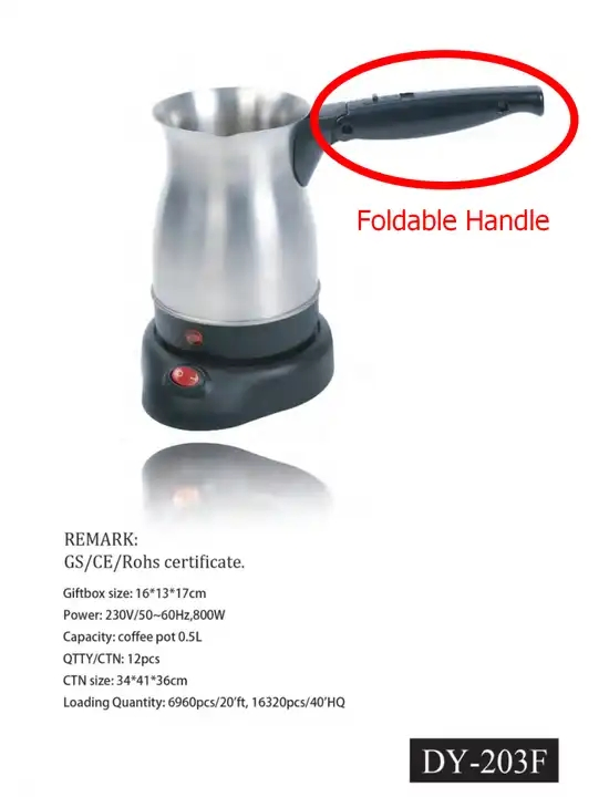 Electric Stainless Steel Coffee Maker Milk Warmer Tea Pot with Detachable Base