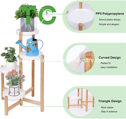 4 Tier Bamboo Plant Stand Rack Flower Pot Holder Display Shelf