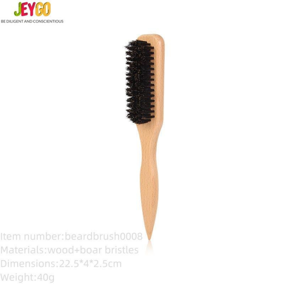 Long-Handled Natural Eco-Friendly Wood Wild Boar Bristle Men's Facial Beard Cleaning Brush