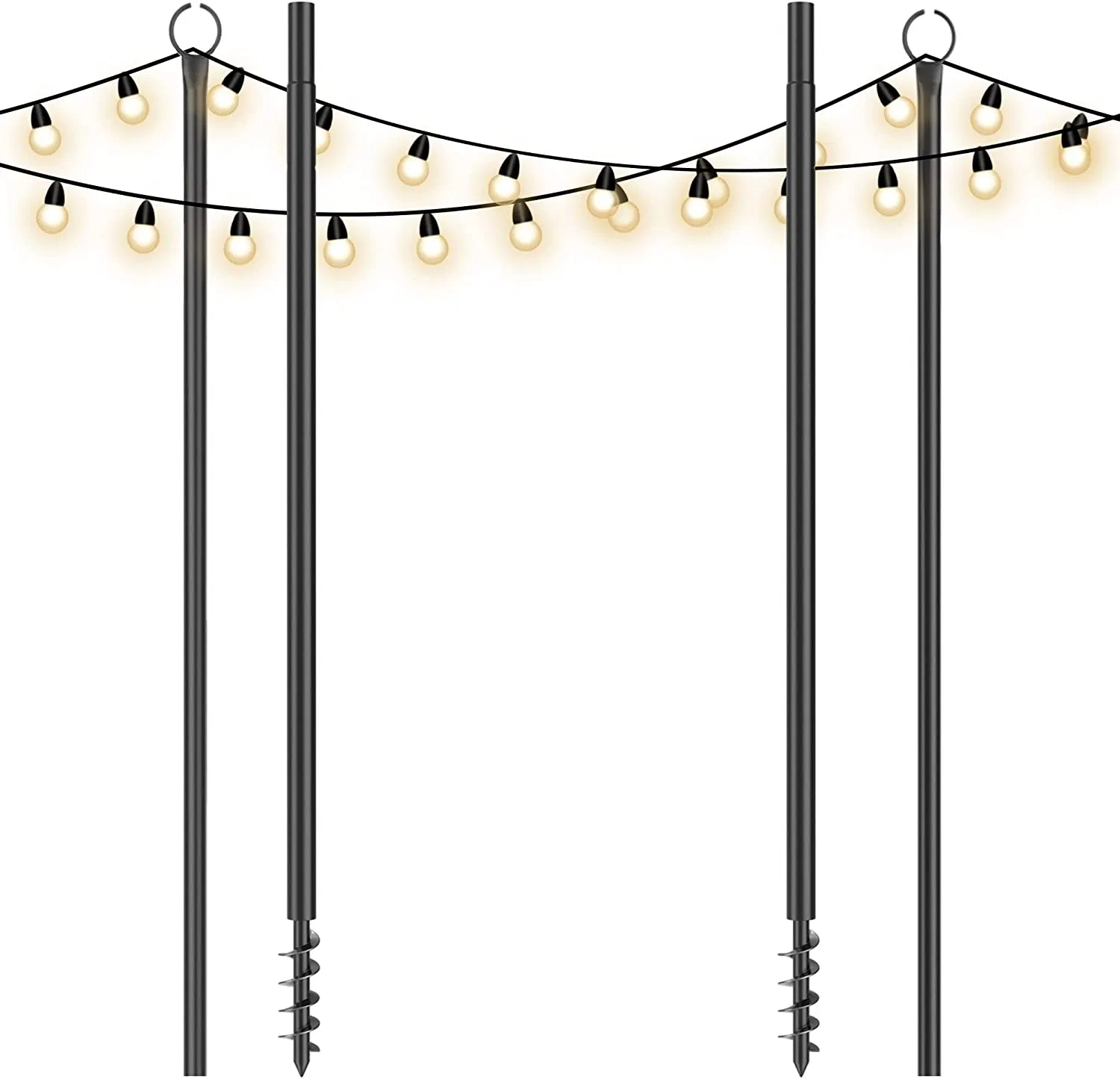 String Light Poles for Outdoor, Outdoor String Light Pole, Outside String Light Poles for Hanging String Lights, Black String Light Poles for Y