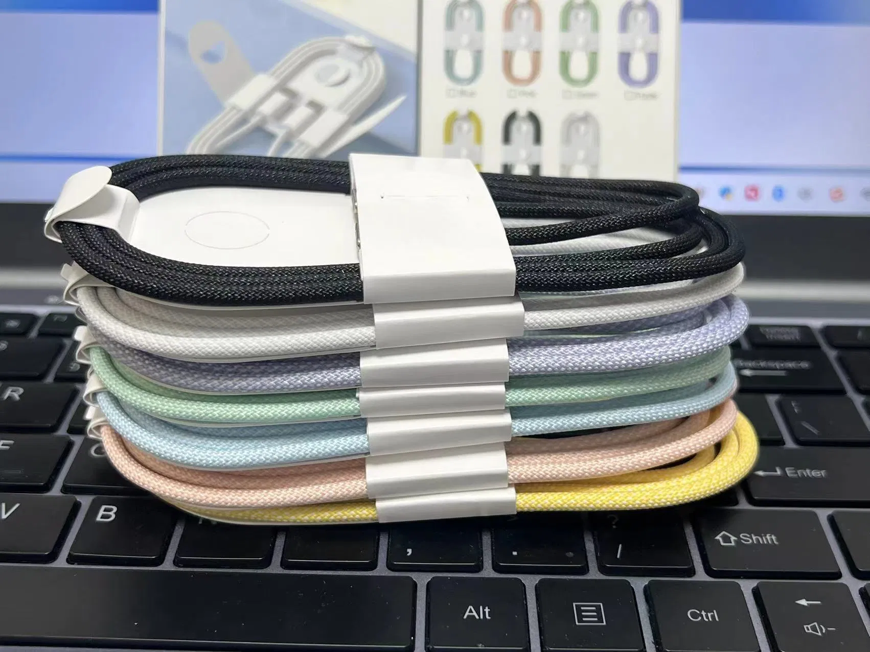 Кабель USB-C 60W 1м, нейлоновый, быстрая зарядка