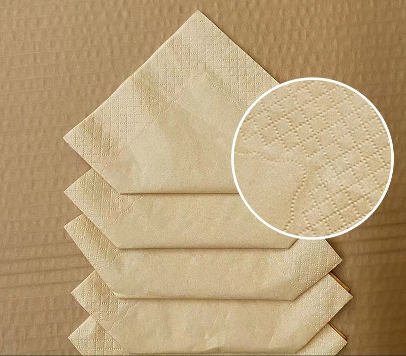 100% Bamboo Pulp Brown Napkin Paper 2 Ply 1/4 Quarter Fold Napkin