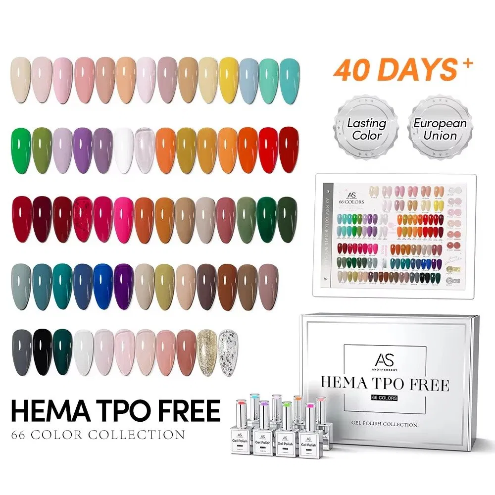 as Private Label Tpo Free Hema Free Gel Polish Set 66 Colors Nail Varnish Gel Kit Complies with EU Standards Nails for Salon
