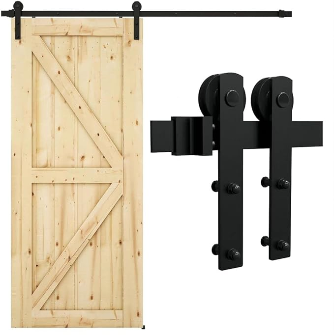 Straight Strap Sliding Steel Barn Door Hardware Kit