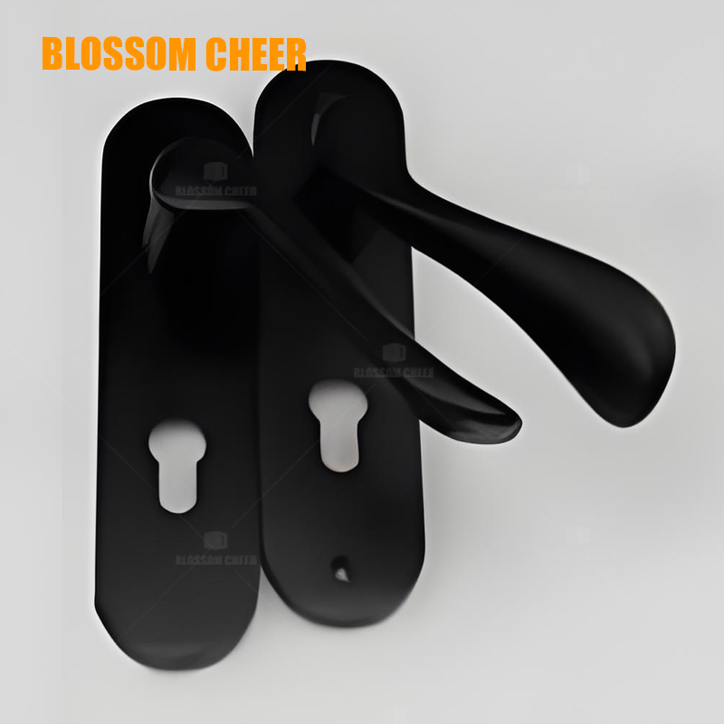 Premium Black Bedroom Door Lock Set in Durable Wood and Aluminum